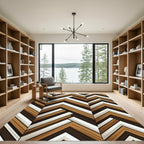 Modern Geometric Brown Chevron Herringbone Rug