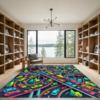 Vibrant Isometric City Traffic Interchange Rug