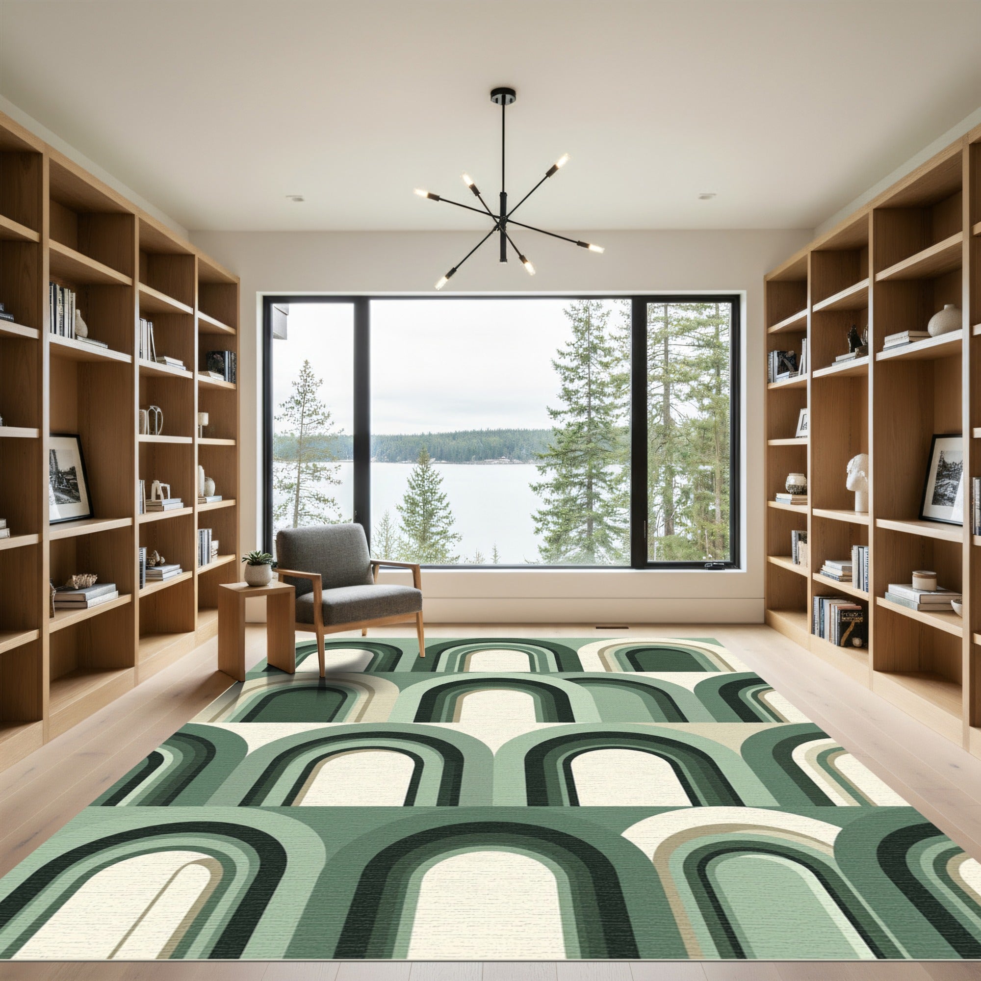 Retro Archway Green Gradient Rug