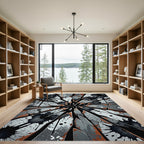 Shattered Monochrome Industrial Grunge Abstract Rug