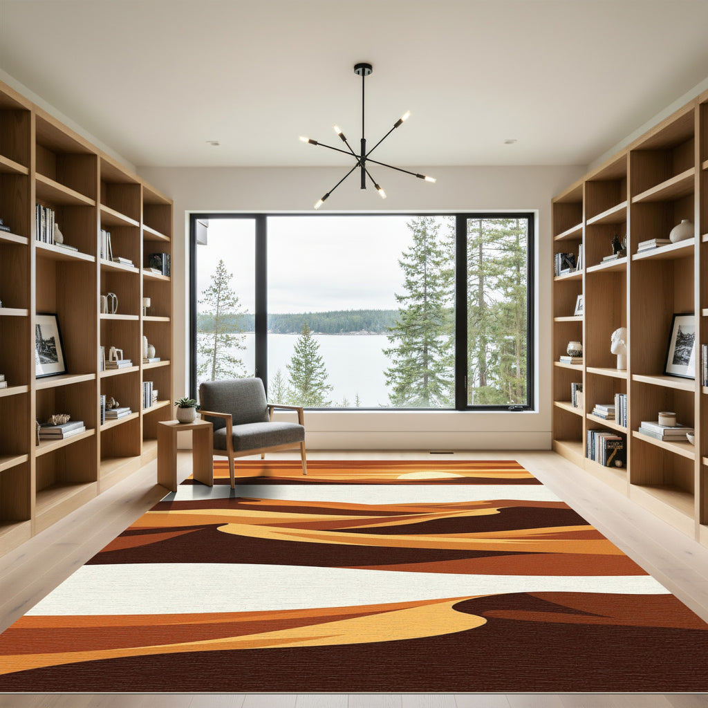 Minimalist Sunset Desert Dune Landscape Rug