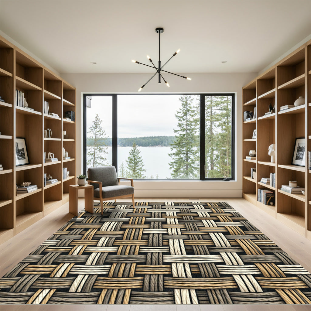 Neutral Woven Banded Texture Rug