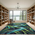 Rainy Meadow Stream Winding River View Rug