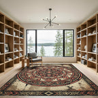 Earthy Terracotta Geometric Tribal Mandala Rug