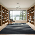 Monochrome Stormy Horizon Abstract Striped Rug