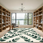Earthy Green Leafy Branches Rug