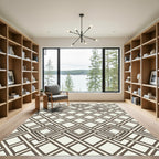 Brown Interlocking Geometric Squares Rug