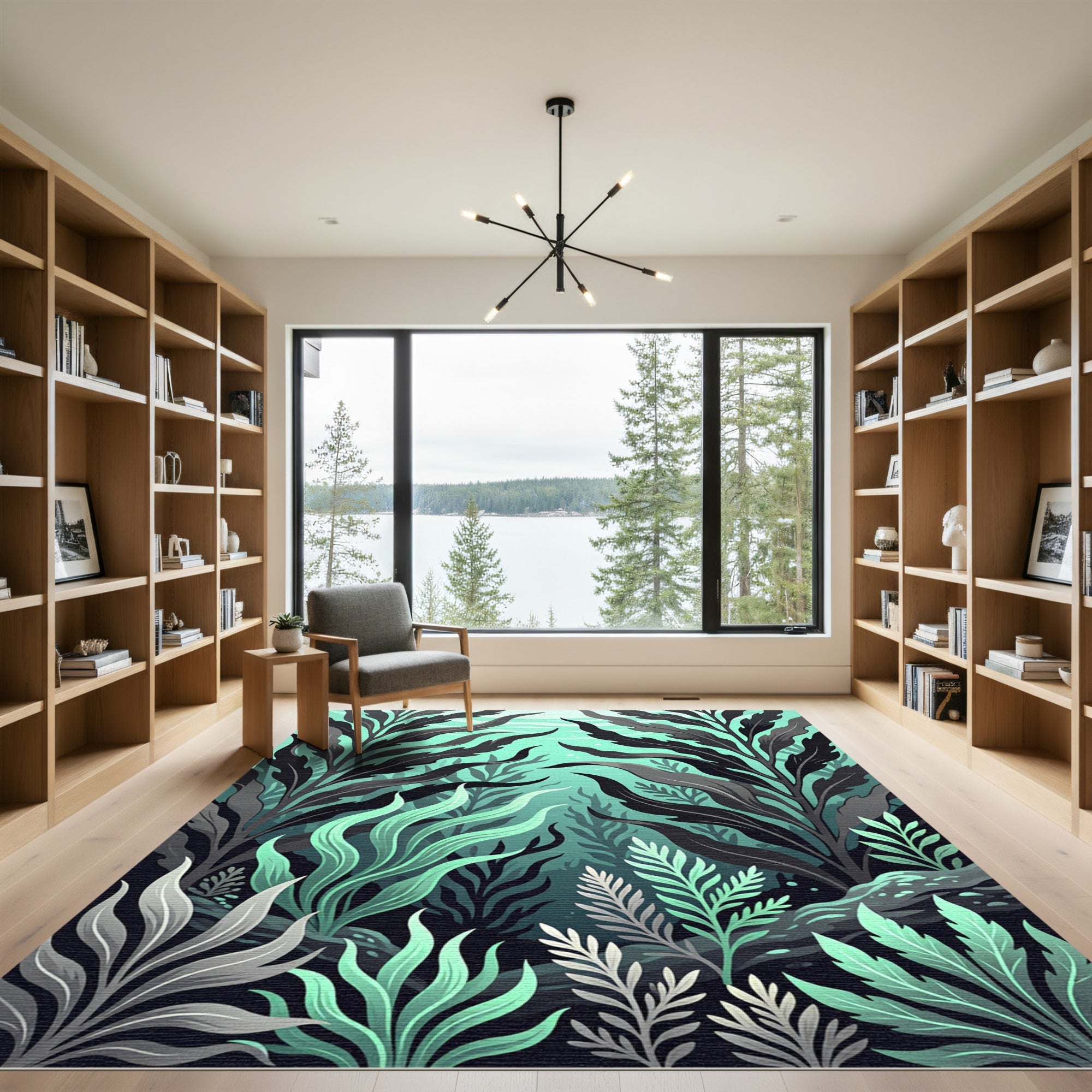 Lush Green Kelp Forest Seaweed Rug