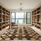 Golden Geometric Diamond Tribal Area Rug