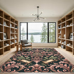 Elegant Pink Floral Damask Scroll Rug