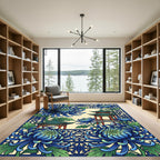 Blue Chrysanthemum Pagoda Orient Window Rug