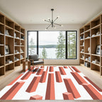Coral Cuboid Columns Abstract Rug