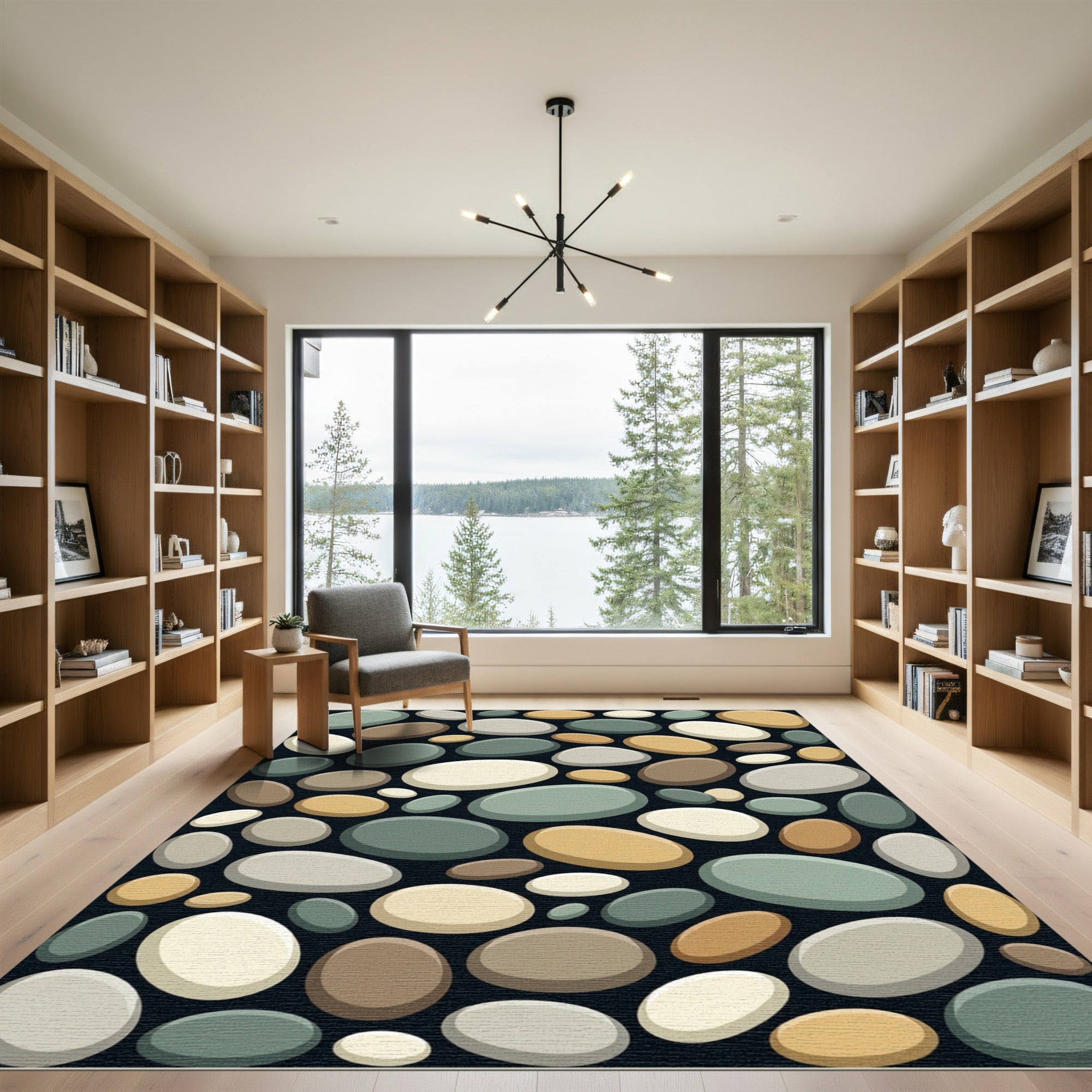 Natural Stone Pebbles Arrangement Rug