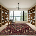 Deep Burgundy Floral Medallion Rug