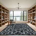 Monochromatic Interlocking Gray Wood Lattice Rug