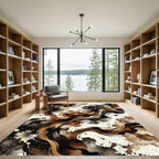 Earthy Tones Ink Swirl Composition Rug