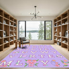 Floral Alphabet Monogram Lavender Rug