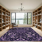 Ornate Lavender Floral Damask Swirls Rug