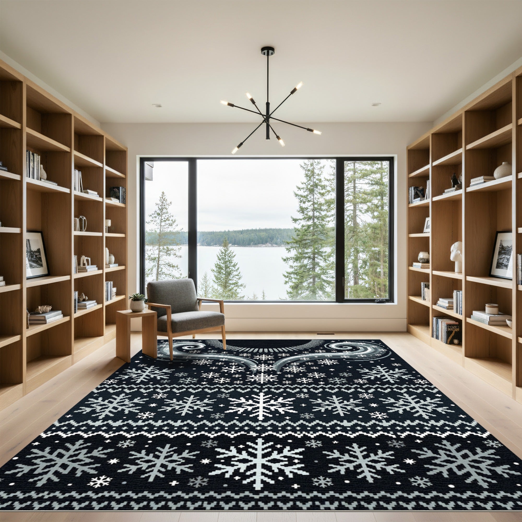 Winter Swirl Snowflake Fair Isle Rug