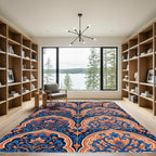 Coral Blue Floral Archway Medina Rug