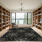Black Atomic Burst Geometric Rug