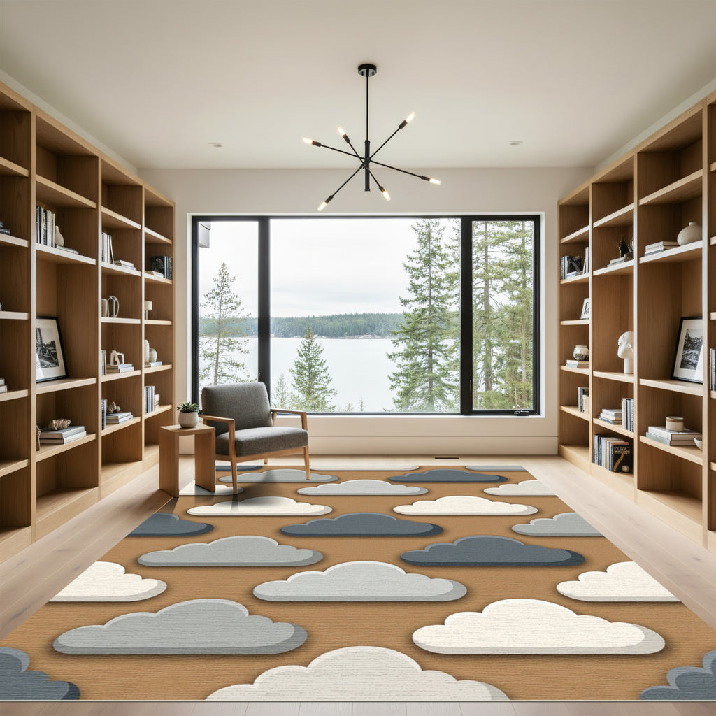 Modern Earthy Tone Cloud Sky Rug
