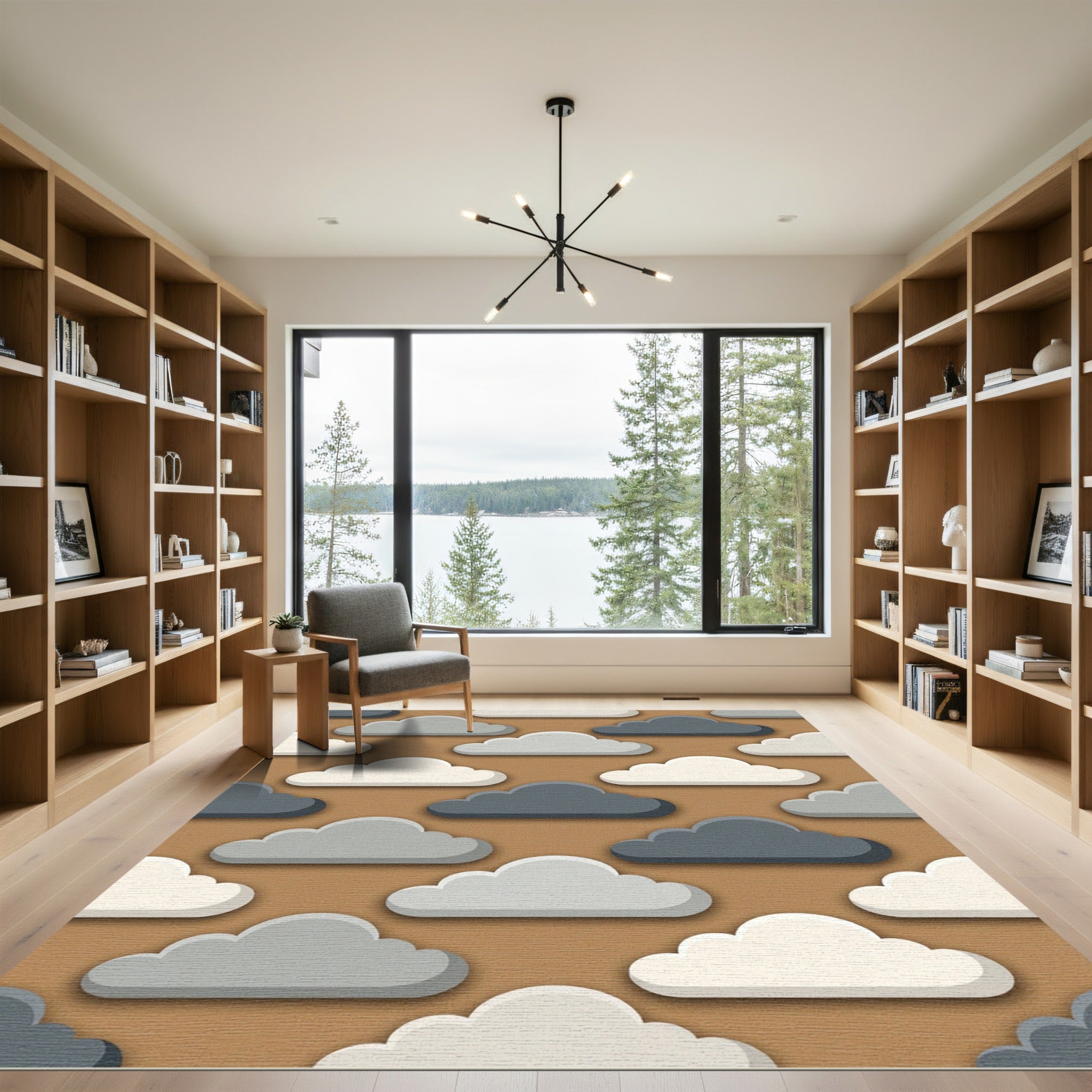 Modern Earthy Tone Cloud Sky Rug