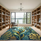 Lush Green and Golden Oceanic Kelp Rug