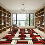 Crimson Cream Woven Geometric Ribbon Rug