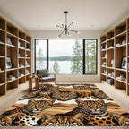 Majestic Leopard Portrait Desert Landscape Rug