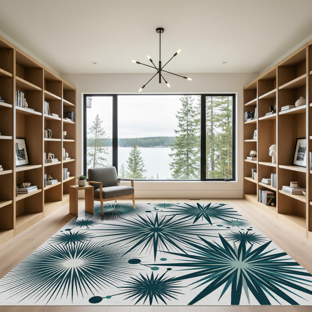 Deep Teal Starburst Scatter Rug