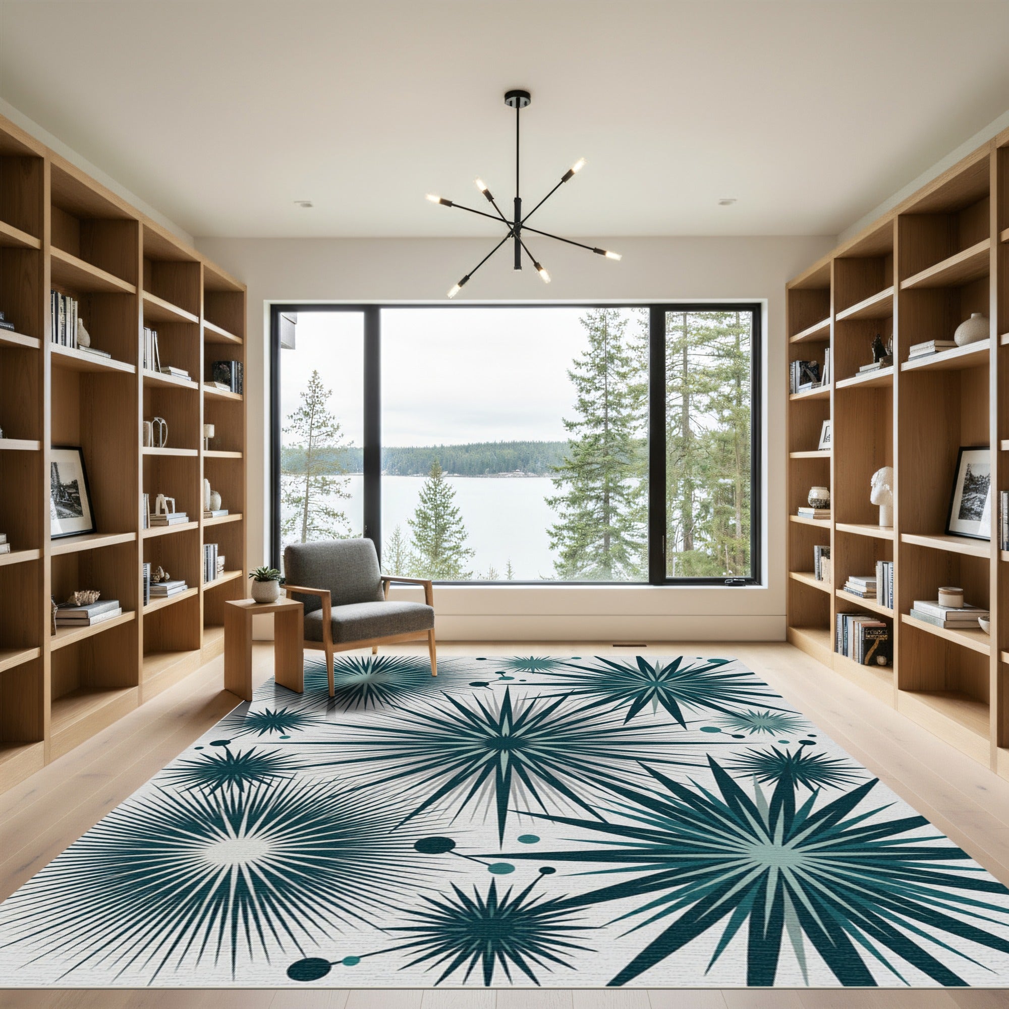 Deep Teal Starburst Scatter Rug