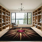 Radiant Gold Crimson Starburst Medallion Rug