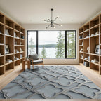 Elegant Silver Quatrefoil Filigree Geometric Rug