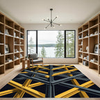 Yellow and Gray Geometric Structure Rug