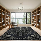 Ornate Gray Acanthus Scroll Rug