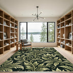 Elegant Sage Green Acanthus Scroll Rug