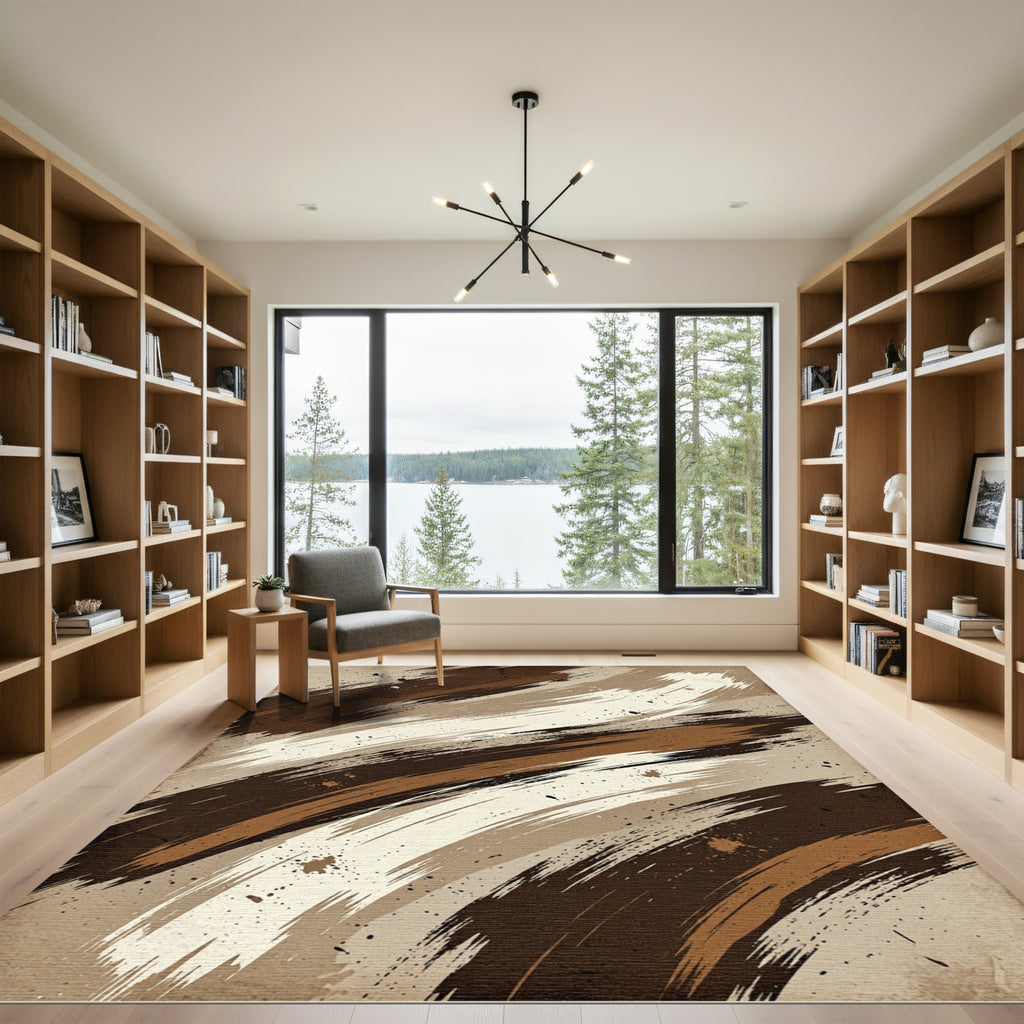 Earthy Abstract Brush Stroke Rug