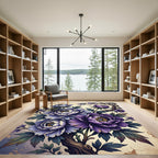 Vintage Purple Peony Floral Branch Rug