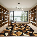 Golden Brown Geometric Facet Rug
