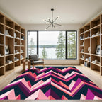 Crimson Pink Geometric Mountain Peak Rug