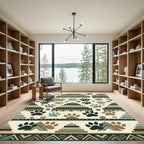Earth Tone Geometric Paw Animal Rug