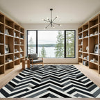 Monochrome Geometric Zigzag Optical Illusion Rug