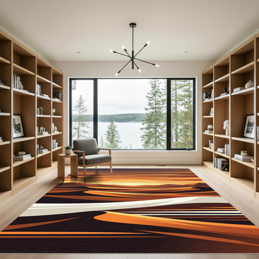 Golden Sunset Desert Horizon Landscape Rug