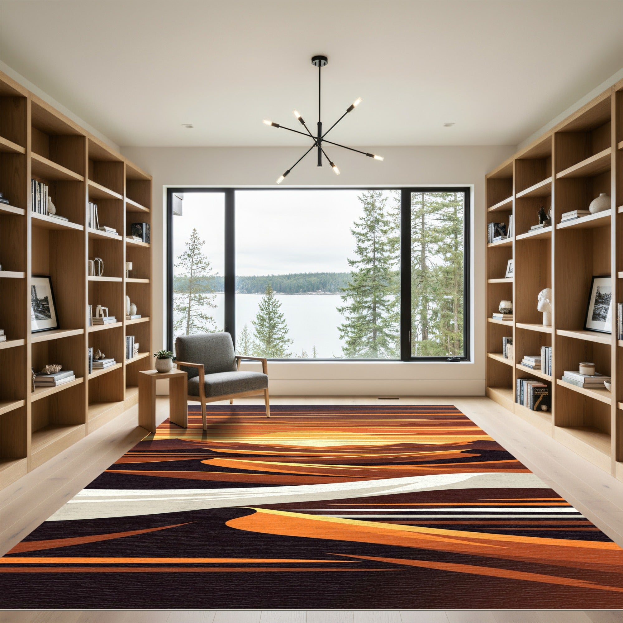Golden Sunset Desert Horizon Landscape Rug