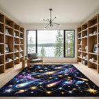 Glowing Cosmic Nebula Starry Night Rug