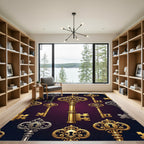 Ornate Golden Skeleton Key Illustration Rug