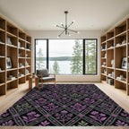 Violet Floral Trellis Diamond Lattice Rug