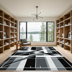 Monochromatic Abstract Geometric Linear Area Rug