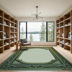 Ornate Green Gold Arch Oval Rug